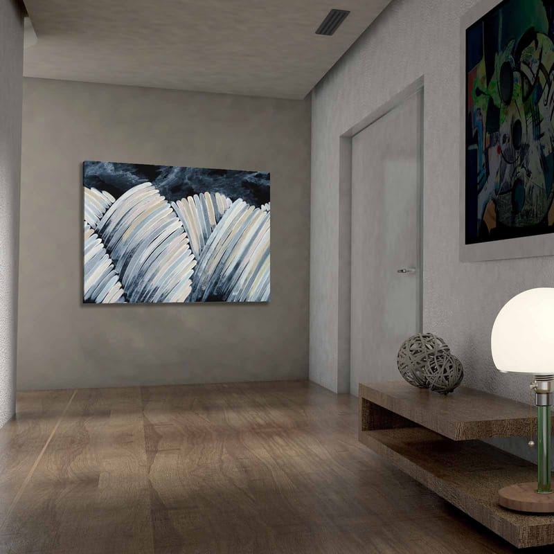 Canvastavla 70x100 cm - Abstrakt komposition av böljande former i svart och vitt - Svart / Vit / Grå - Inredning & dekor - Tavlor & konst - Canvastavla