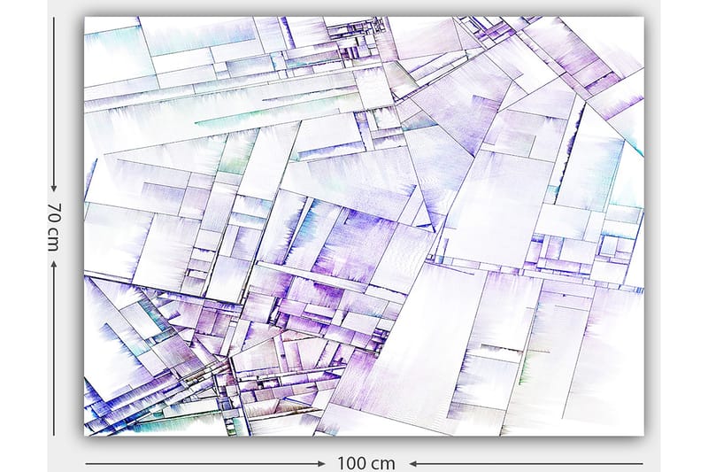 Canvastavla 70x100 cm - Abstrakt komposition av geometriska former i mjuka nyanser - Lila / Vit / Ljusblå - Inredning & dekor - Tavlor & konst - Canvastavla