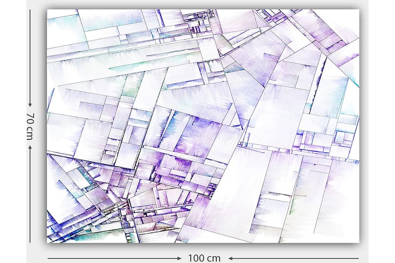 Canvastavla 70x100 cm - Abstrakt komposition av geometriska former i mjuka nyanser - Lila / Vit / Ljusblå - Inredning & dekor - Tavlor & konst - Canvastavla