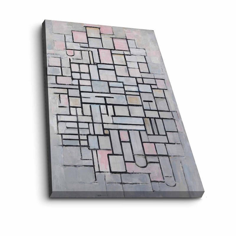 Canvastavla 70x100 cm - Abstrakt komposition av geometriska former i mjuka nyanser - Ljusgrå / Rosa / Svart - Inredning & dekor - Tavlor & konst - Canvastavla