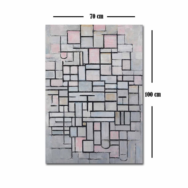 Canvastavla 70x100 cm - Abstrakt komposition av geometriska former i mjuka nyanser - Ljusgrå / Rosa / Svart - Inredning & dekor - Tavlor & konst - Canvastavla