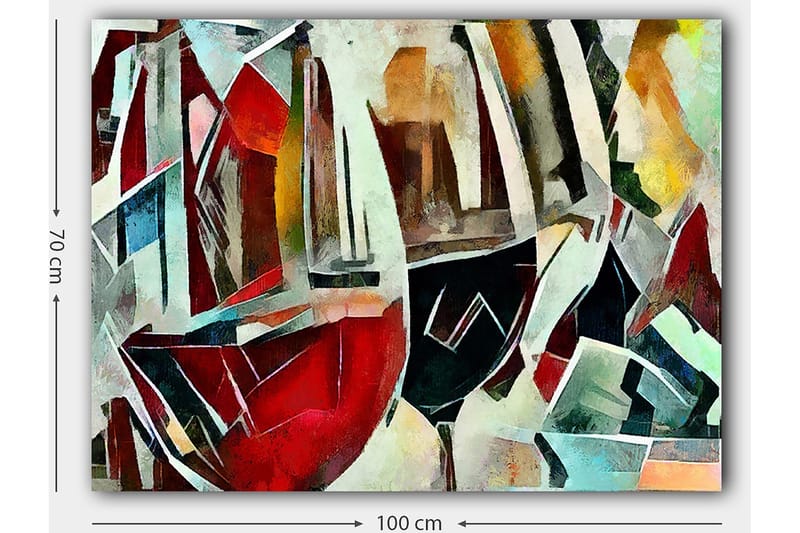 Canvastavla 70x100 cm - Abstrakt komposition av vinglas i olika former och färger - Röd / Svart / Blå - Inredning & dekor - Tavlor & konst - Canvastavla