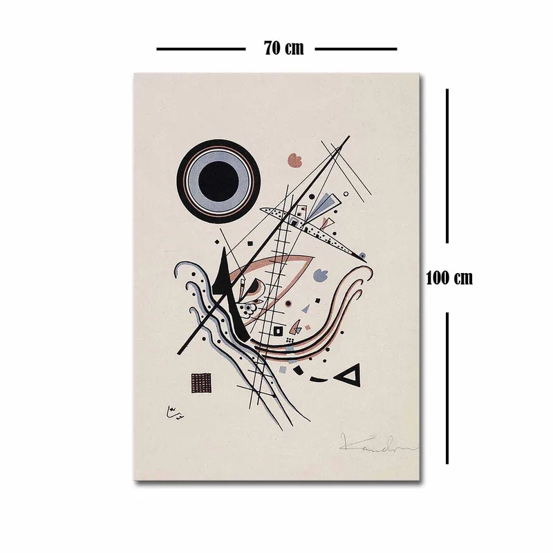Canvastavla 70x100 cm - Abstrakt komposition med cirklar och linjer i harmonisk balans - Svart / Röd / Blå - Inredning & dekor - Tavlor & konst - Canvastavla