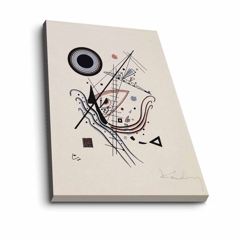 Canvastavla 70x100 cm - Abstrakt komposition med cirklar och linjer i harmonisk balans - Svart / Röd / Blå - Inredning & dekor - Tavlor & konst - Canvastavla