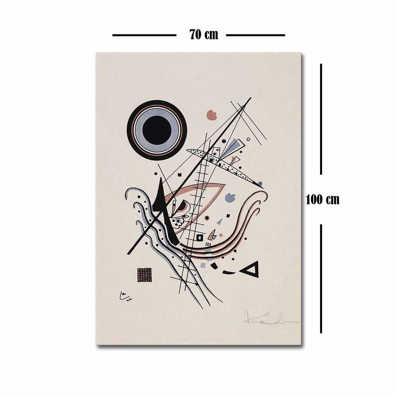 Canvastavla 70x100 cm - Abstrakt komposition med cirklar och linjer i harmonisk balans - Svart / Röd / Blå - Inredning & dekor - Tavlor & konst - Canvastavla