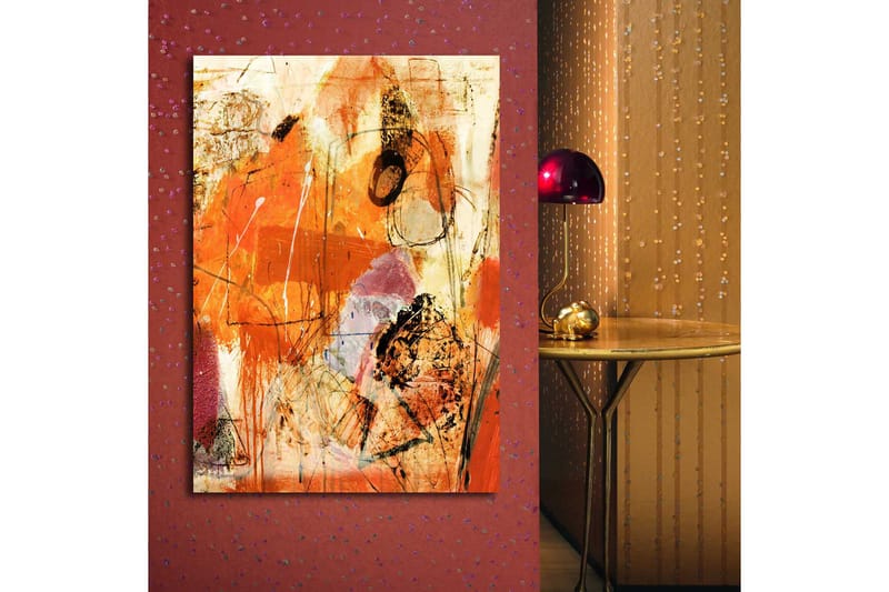 Canvastavla 70x100 cm - Abstrakt komposition med dominanta orangea och röda toner som skapar en energisk känsla - Orange / Röd / Ljusbeige - Inredning & dekor - Tavlor & konst - Canvastavla