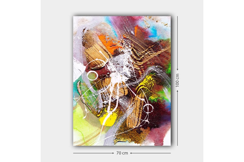 Canvastavla 70x100 cm - Abstrakt komposition med dynamiska former och färger som skapar en känsla av rörelse - Guld / Grön / Röd - Inredning & dekor - Tavlor & konst - Canvastavla