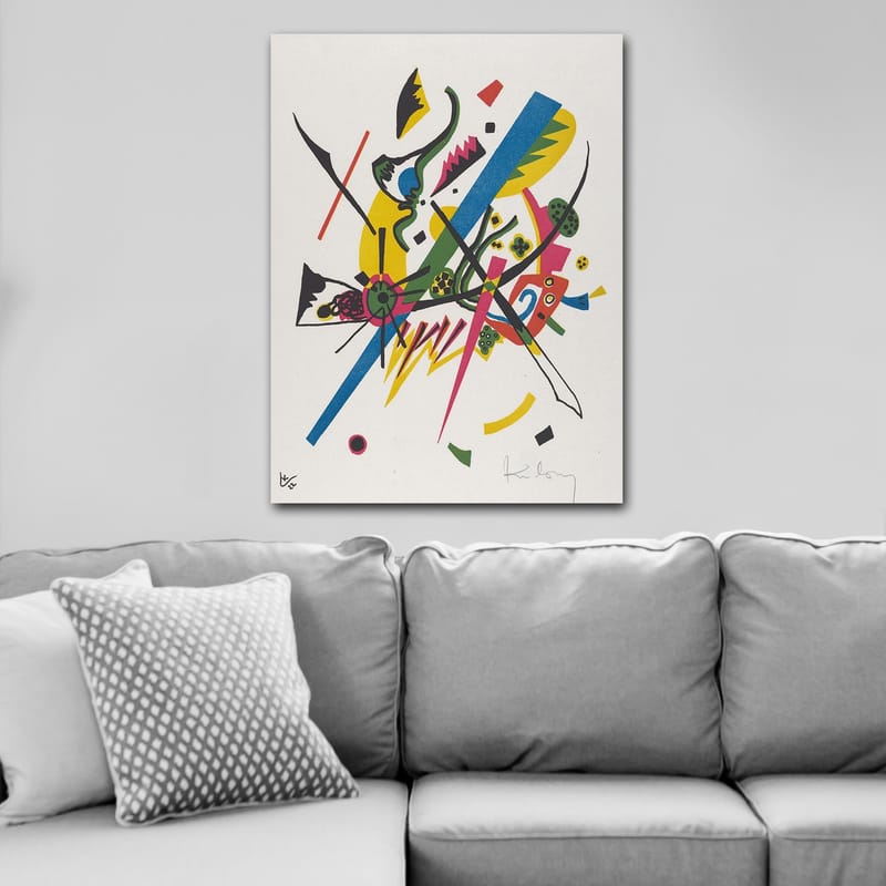 Canvastavla 70x100 cm - Abstrakt komposition med dynamiska linjer och former som skapar en känsla av rörelse - Grön / Blå / Gul - Inredning & dekor - Tavlor & konst - Canvastavla