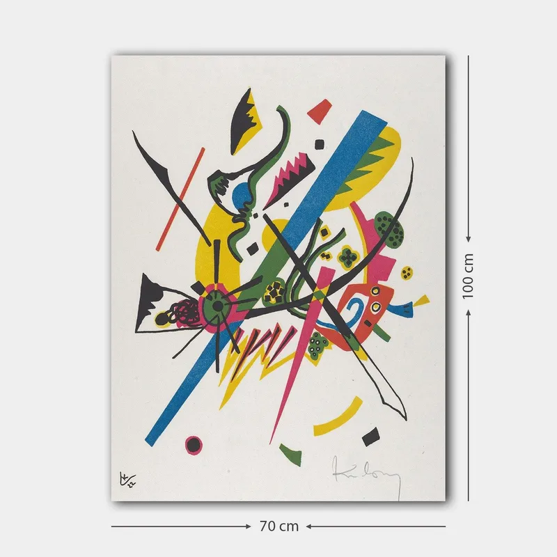 Canvastavla 70x100 cm - Abstrakt komposition med dynamiska linjer och former som skapar en känsla av rörelse - Grön / Blå / Gul - Inredning & dekor - Tavlor & konst - Canvastavla