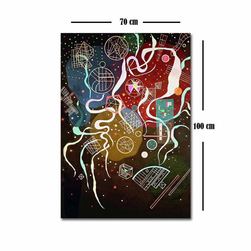 Canvastavla 70x100 cm - Abstrakt komposition med färgglada former och linjer som skapar en dynamisk rörelse - Röd / Grön / Blå - Inredning & dekor - Tavlor & konst - Canvastavla