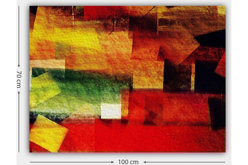 Canvastavla 70x100 cm - Abstrakt komposition med färgglada geometriska former i röd, gul och grön nyans - Röd / Gul / Grön - Inredning & dekor - Tavlor & konst - Canvastavla