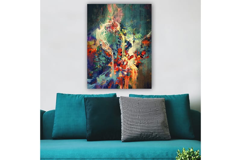 Canvastavla 70x100 cm - Abstrakt komposition med färgstarka former och dynamiska linjer - Röd / Grön / Blå - Inredning & dekor - Tavlor & konst - Canvastavla