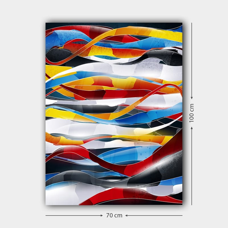 Canvastavla 70x100 cm - Abstrakt komposition med flödande linjer i starka färger - Röd / Blå / Svart - Inredning & dekor - Tavlor & konst - Canvastavla