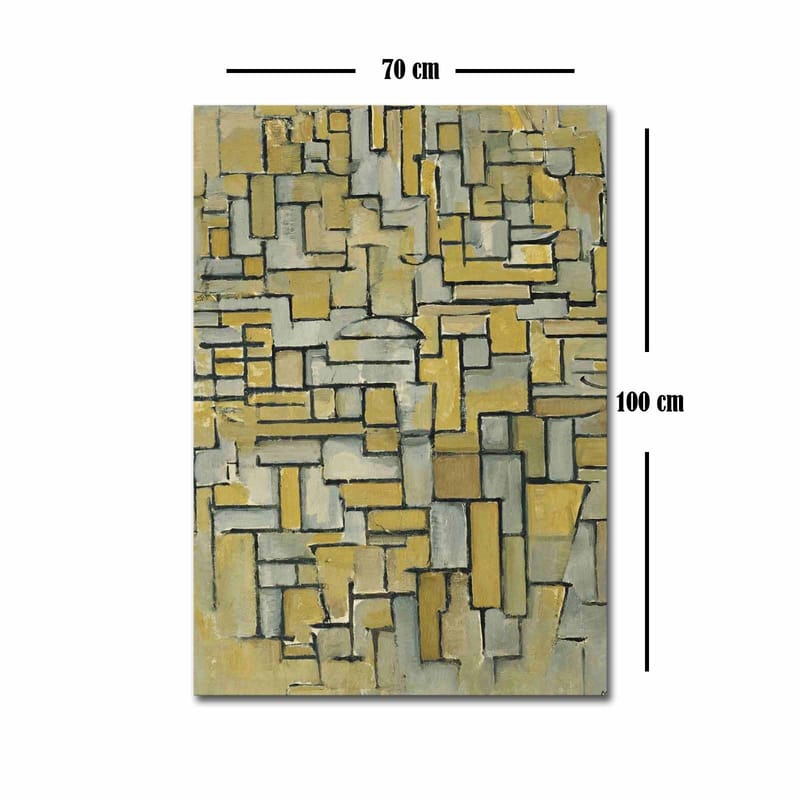 Canvastavla 70x100 cm - Abstrakt komposition med geometriska former i gult och grått - Gul / Grå - Inredning & dekor - Tavlor & konst - Canvastavla