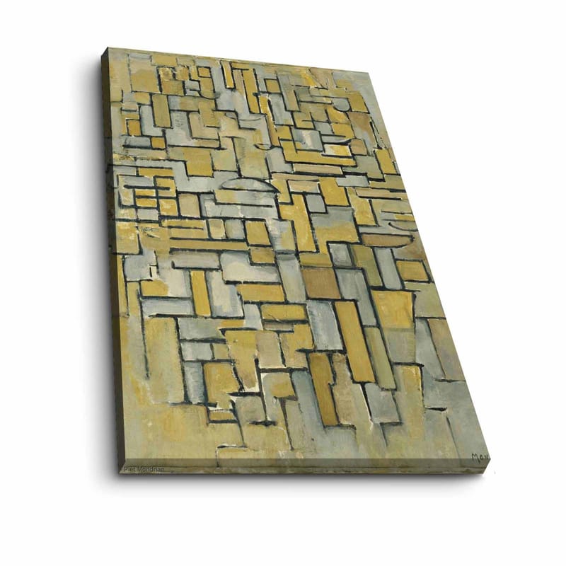 Canvastavla 70x100 cm - Abstrakt komposition med geometriska former i gult och grått - Gul / Grå - Inredning & dekor - Tavlor & konst - Canvastavla