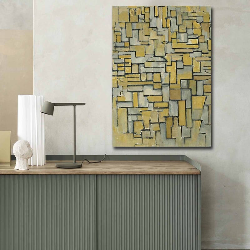 Canvastavla 70x100 cm - Abstrakt komposition med geometriska former i gult och grått - Gul / Grå - Inredning & dekor - Tavlor & konst - Canvastavla