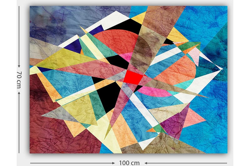 Canvastavla 70x100 cm - Abstrakt komposition med geometriska former i livliga färger - Blå / Röd / Svart - Inredning & dekor - Tavlor & konst - Canvastavla