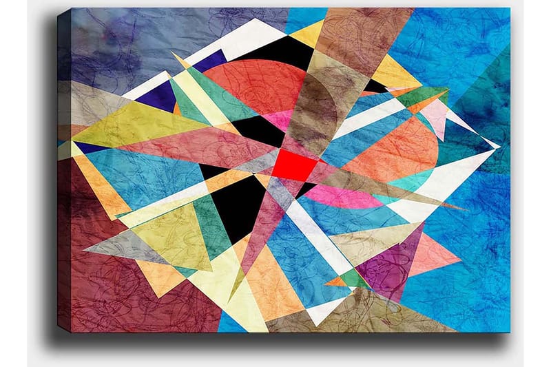 Canvastavla 70x100 cm - Abstrakt komposition med geometriska former i livliga färger - Blå / Röd / Svart - Inredning & dekor - Tavlor & konst - Canvastavla