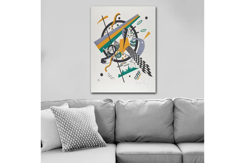 Canvastavla 70x100 cm - Abstrakt komposition med geometriska former och dynamiska linjer - Grön / Gul / Svart - Inredning & dekor - Tavlor & konst - Canvastavla