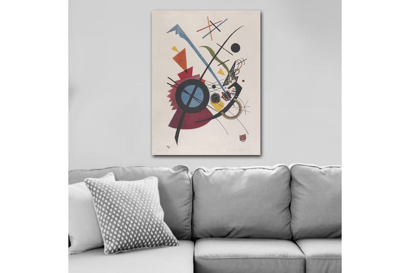 Canvastavla 70x100 cm - Abstrakt komposition med geometriska former och dynamiska linjer - Röd / Blå / Svart - Inredning & dekor - Tavlor & konst - Canvastavla