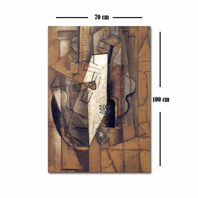 Canvastavla 70x100 cm - Abstrakt komposition med geometriska former och en central vit figur - Brun / Vit / Svart - Inredning & dekor - Tavlor & konst - Canvastavla