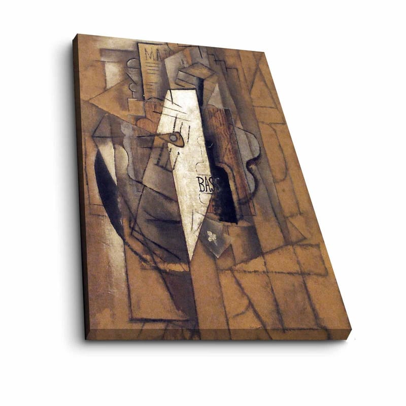 Canvastavla 70x100 cm - Abstrakt komposition med geometriska former och en central vit figur - Brun / Vit / Svart - Inredning & dekor - Tavlor & konst - Canvastavla