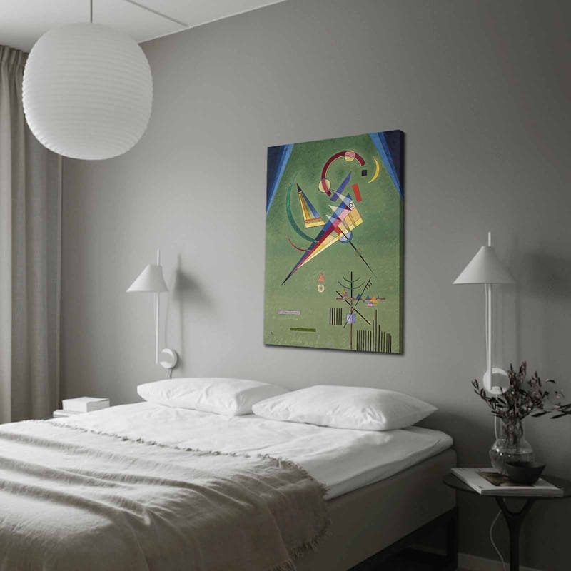 Canvastavla 70x100 cm - Abstrakt komposition med geometriska former och färgglada linjer - Grön / Blå / Röd - Inredning & dekor - Tavlor & konst - Canvastavla