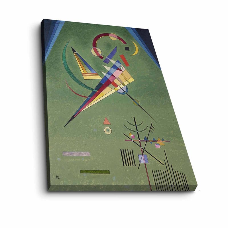 Canvastavla 70x100 cm - Abstrakt komposition med geometriska former och färgglada linjer - Grön / Blå / Röd - Inredning & dekor - Tavlor & konst - Canvastavla