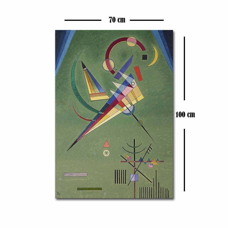 Canvastavla 70x100 cm - Abstrakt komposition med geometriska former och färgglada linjer - Grön / Blå / Röd - Inredning & dekor - Tavlor & konst - Canvastavla