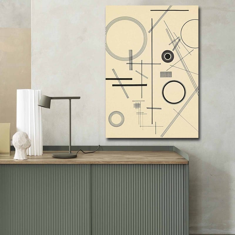 Canvastavla 70x100 cm - Abstrakt komposition med geometriska former och linjer - Beige / Svart - Inredning & dekor - Tavlor & konst - Canvastavla