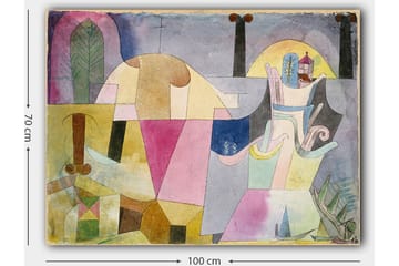 Canvastavla 70x100 cm - Abstrakt komposition med geometriska former och mjuka färger som skapar en drömlik atmosfär - Rosa / Gul / Grön - Inredning & dekor - Tavlor & konst - Canvastavla