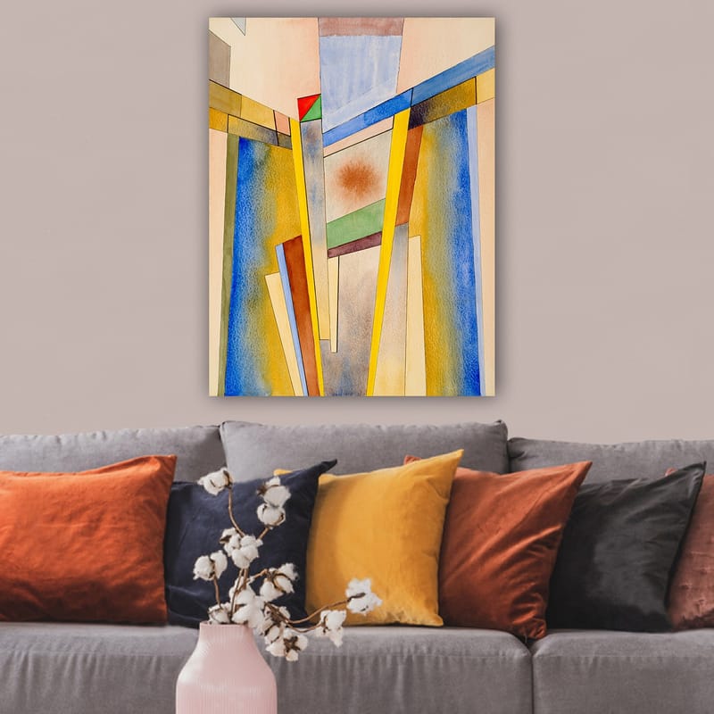 Canvastavla 70x100 cm - Abstrakt komposition med geometriska former och starka färger - Gul / Blå / Röd - Inredning & dekor - Tavlor & konst - Canvastavla