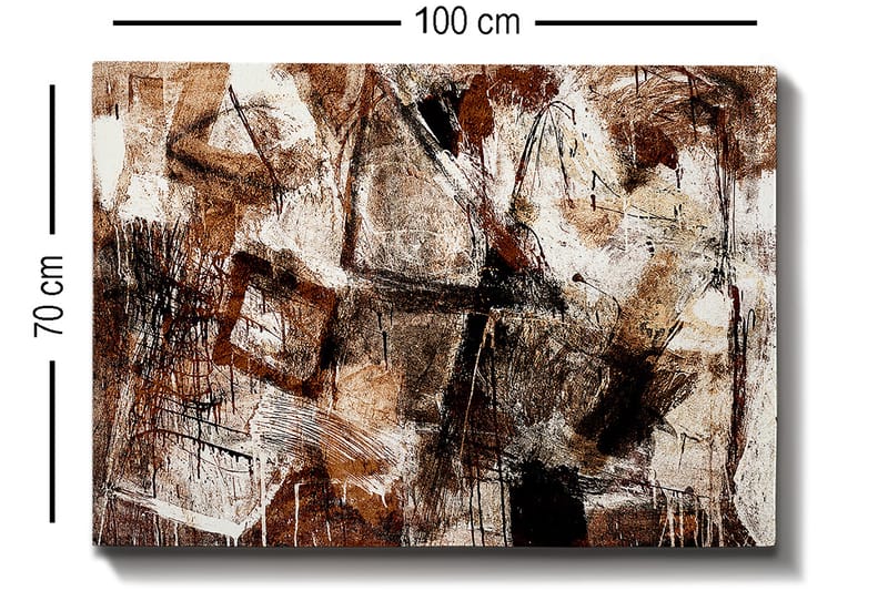 Canvastavla 70x100 cm - Abstrakt komposition med inslag av geometriska former och linjer - Mörkbrun / Beige / Vit - Inredning & dekor - Tavlor & konst - Canvastavla