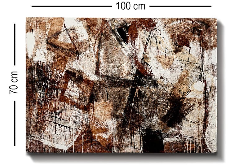 Canvastavla 70x100 cm - Abstrakt komposition med inslag av geometriska former och linjer - Mörkbrun / Beige / Vit - Inredning & dekor - Tavlor & konst - Canvastavla