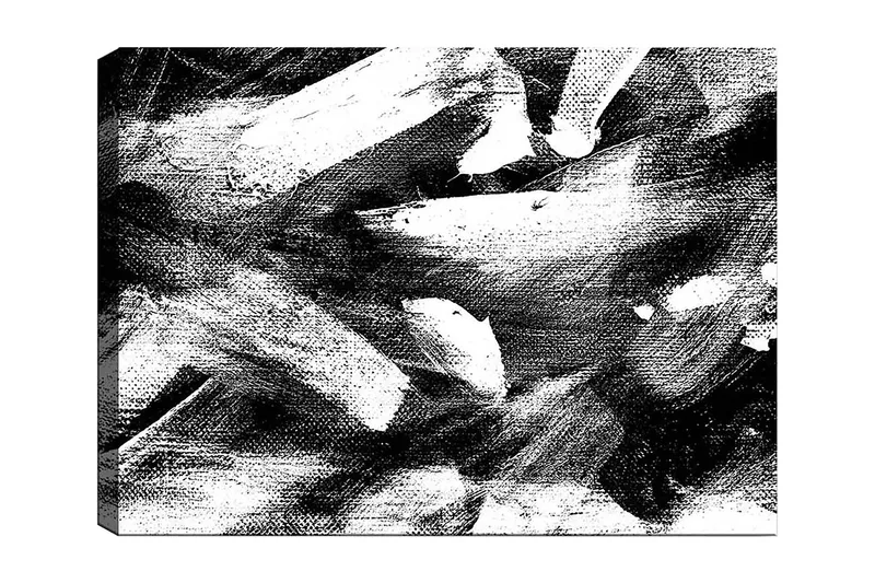 Canvastavla 70x100 cm - Abstrakt komposition med kraftfulla svarta och vita penseldrag - Svart / Vit - Inredning & dekor - Tavlor & konst - Canvastavla