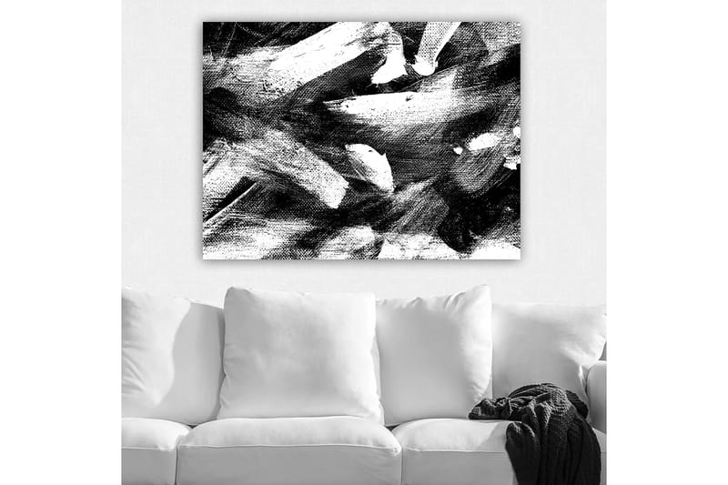 Canvastavla 70x100 cm - Abstrakt komposition med kraftfulla svarta och vita penseldrag - Svart / Vit - Inredning & dekor - Tavlor & konst - Canvastavla