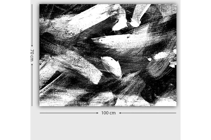 Canvastavla 70x100 cm - Abstrakt komposition med kraftfulla svarta och vita penseldrag - Svart / Vit - Inredning & dekor - Tavlor & konst - Canvastavla