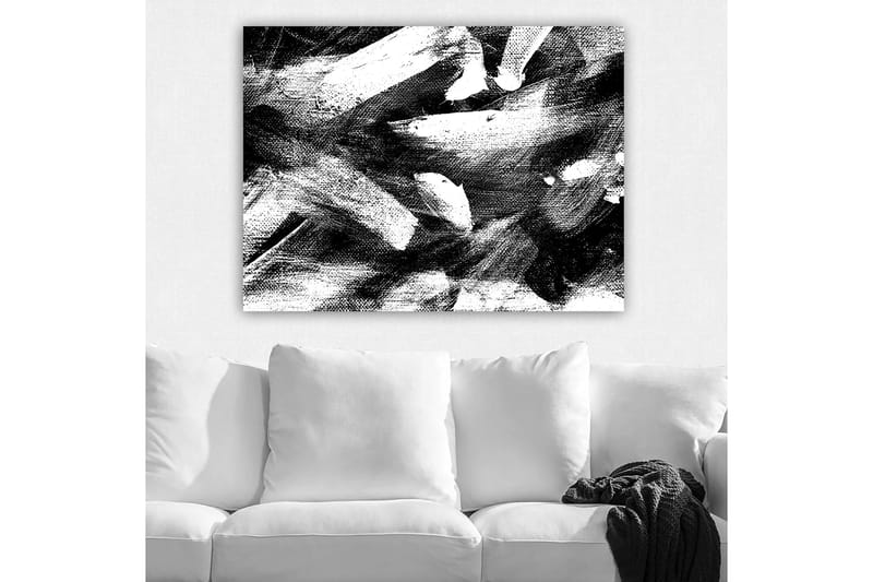 Canvastavla 70x100 cm - Abstrakt komposition med kraftfulla svarta och vita penseldrag - Svart / Vit - Inredning & dekor - Tavlor & konst - Canvastavla
