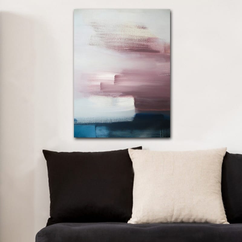 Canvastavla 70x100 cm - Abstrakt komposition med mjuka färgövergångar i rosa och blå nyanser - Rosa / Blå / Vit - Inredning & dekor - Tavlor & konst - Canvastavla