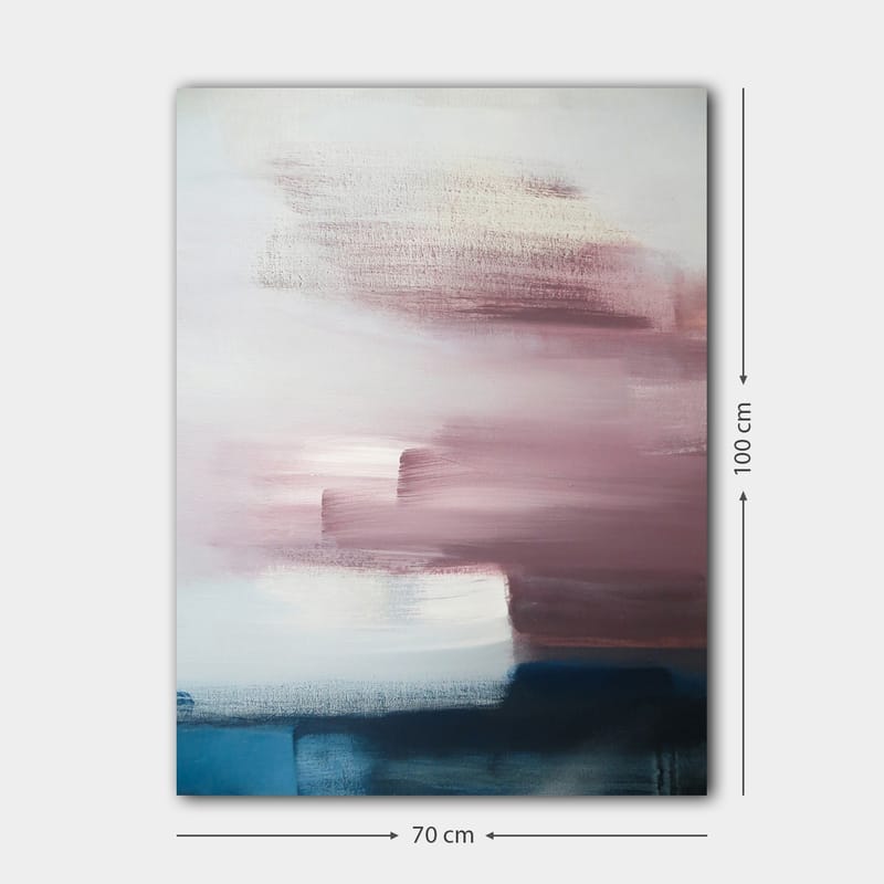 Canvastavla 70x100 cm - Abstrakt komposition med mjuka färgövergångar i rosa och blå nyanser - Rosa / Blå / Vit - Inredning & dekor - Tavlor & konst - Canvastavla