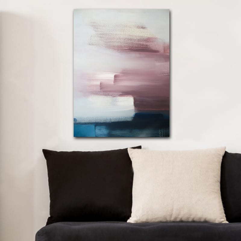 Canvastavla 70x100 cm - Abstrakt komposition med mjuka färgövergångar i rosa och blå nyanser - Rosa / Blå / Vit - Inredning & dekor - Tavlor & konst - Canvastavla
