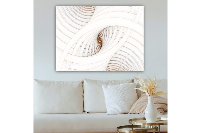 Canvastavla 70x100 cm - Abstrakt komposition med spiraler som skapar en illusion av djup och rörelse - Vit / Beige / Guld - Inredning & dekor - Tavlor & konst - Canvastavla