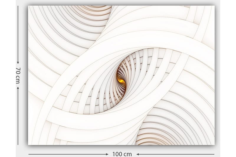 Canvastavla 70x100 cm - Abstrakt komposition med spiraler som skapar en illusion av djup och rörelse - Vit / Beige / Guld - Inredning & dekor - Tavlor & konst - Canvastavla