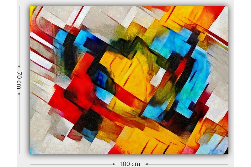 Canvastavla 70x100 cm - Abstrakt komposition med starka färger och dynamiska former - Röd / Blå / Gul - Inredning & dekor - Tavlor & konst - Canvastavla