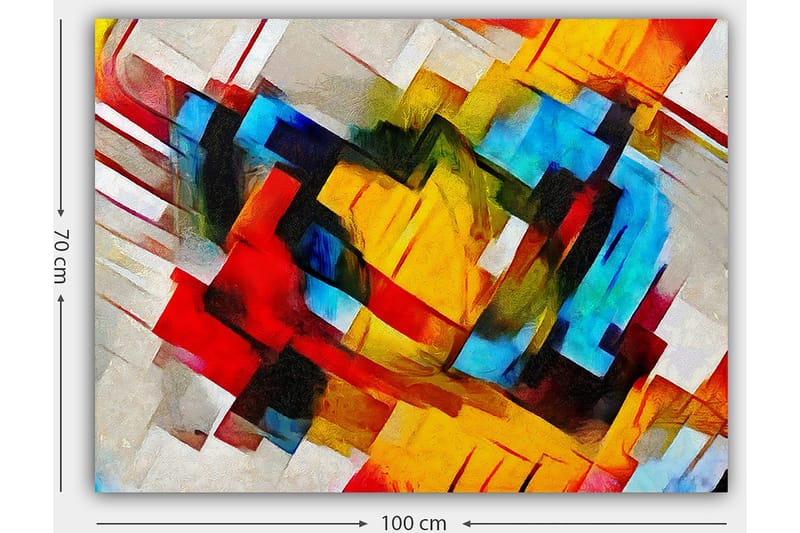Canvastavla 70x100 cm - Abstrakt komposition med starka färger och dynamiska former - Röd / Blå / Gul - Inredning & dekor - Tavlor & konst - Canvastavla