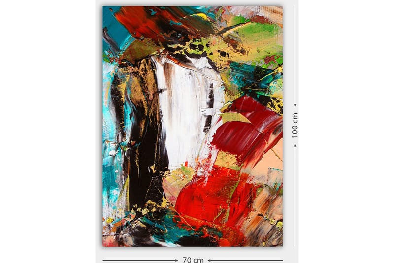 Canvastavla 70x100 cm - Abstrakt komposition med starka färger och dynamiska former - Röd / Svart / Grön - Inredning & dekor - Tavlor & konst - Canvastavla