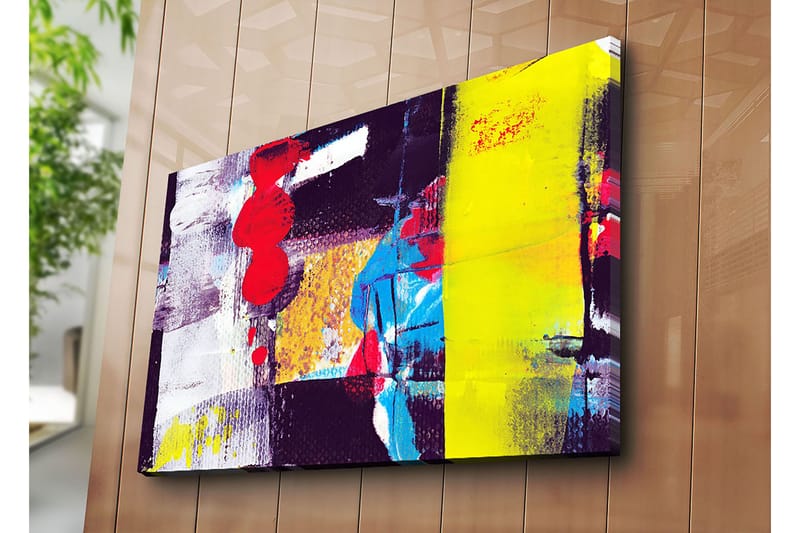 Canvastavla 70x100 cm - Abstrakt komposition med starka färger och geometriska former - Röd / Gul / Blå - Inredning & dekor - Tavlor & konst - Canvastavla