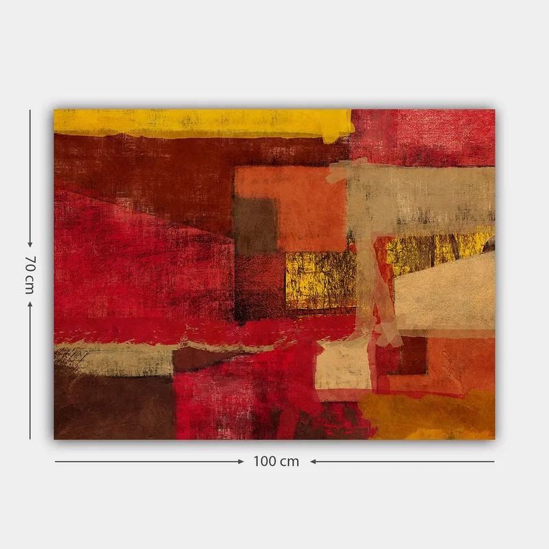 Canvastavla 70x100 cm - Abstrakt komposition med starka röda och gyllene nyanser - Röd / Guld / Beige - Inredning & dekor - Tavlor & konst - Canvastavla
