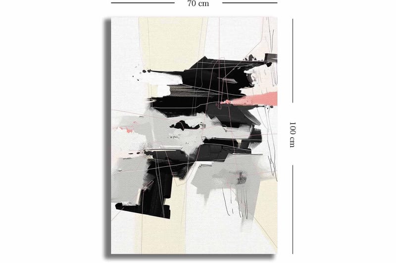 Canvastavla 70x100 cm - Abstrakt komposition med svarta och gråa former som skapar en dynamisk rörelse - Svart / Grå / Beige - Inredning & dekor - Tavlor & konst - Canvastavla