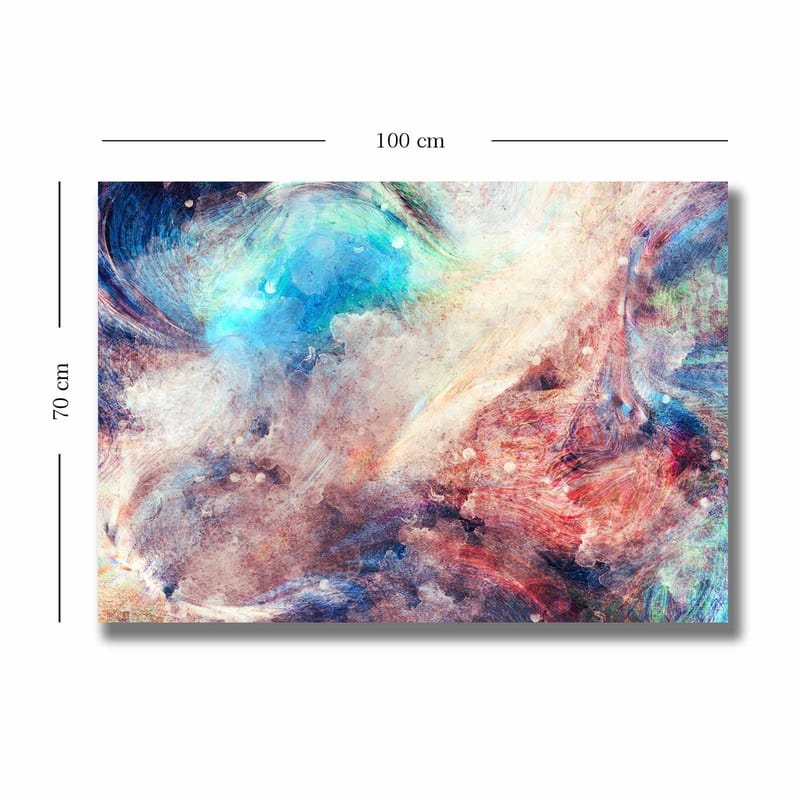 Canvastavla 70x100 cm - Abstrakt komposition med svävande färger som skapar en känsla av rörelse och djup - Blå / Röd / Beige - Inredning & dekor - Tavlor & konst - Canvastavla